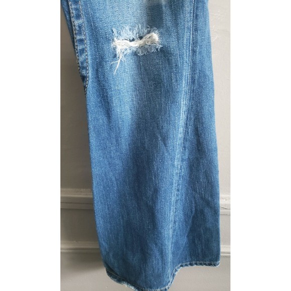 True Religion Jeans Women’s 27 Blue  Bell Bottom Distressed 100% Cotton - Picture 5 of 10